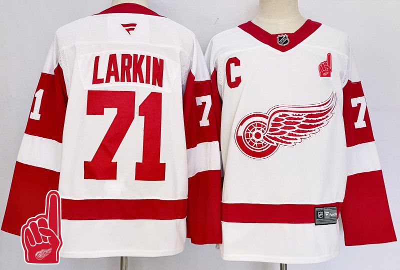 Men Detroit Red Wings #71 Larkin White Fanatics 2025 NHL Jersey style 5